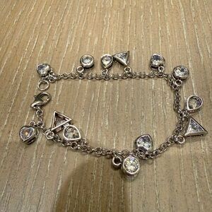 Sterling Silver CZ Charm Bracelet for small wrist